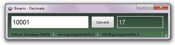 Binario-Decimale Binario-Decimale di Giuseppe Sottile - giux C\C++