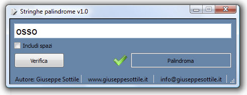 Palindrome Palindrome di Giuseppe Sottile - giux C\C++