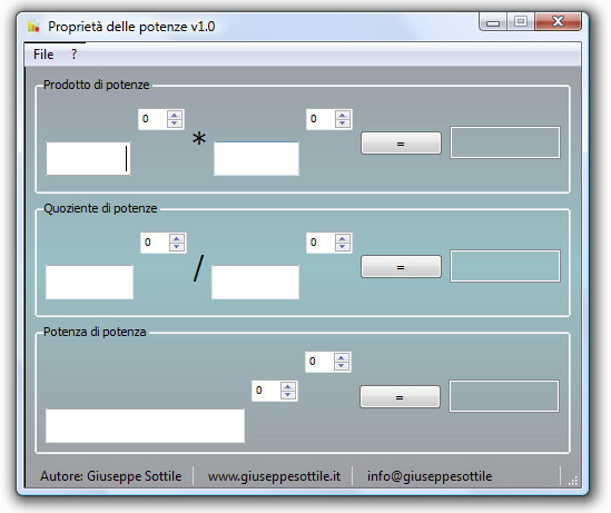 Proprietà delle potenze divisori di Giuseppe Sottile - giux C\C++